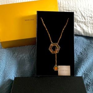 Heidi Daus mother of Pearl Lariat Necklace